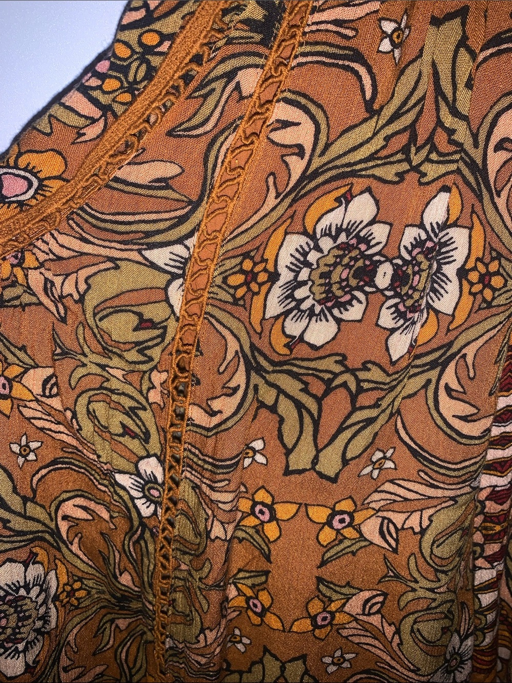 Free People Rust Floral Crochet-Trim Maxi Jumpsuit - Picture 5 of 12